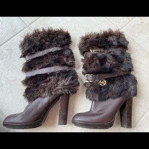 Michael Kors Faux Fur high heeled boots